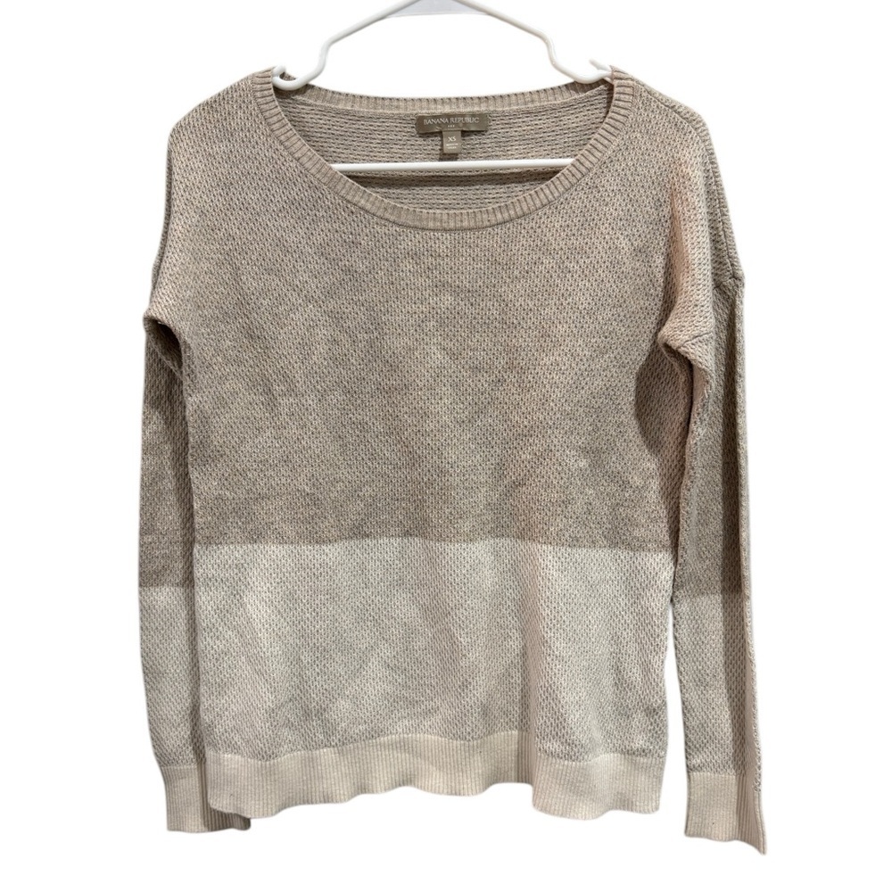 Banana Republic XS Neutral Cotton Blend Pullover Color Block Sweater
